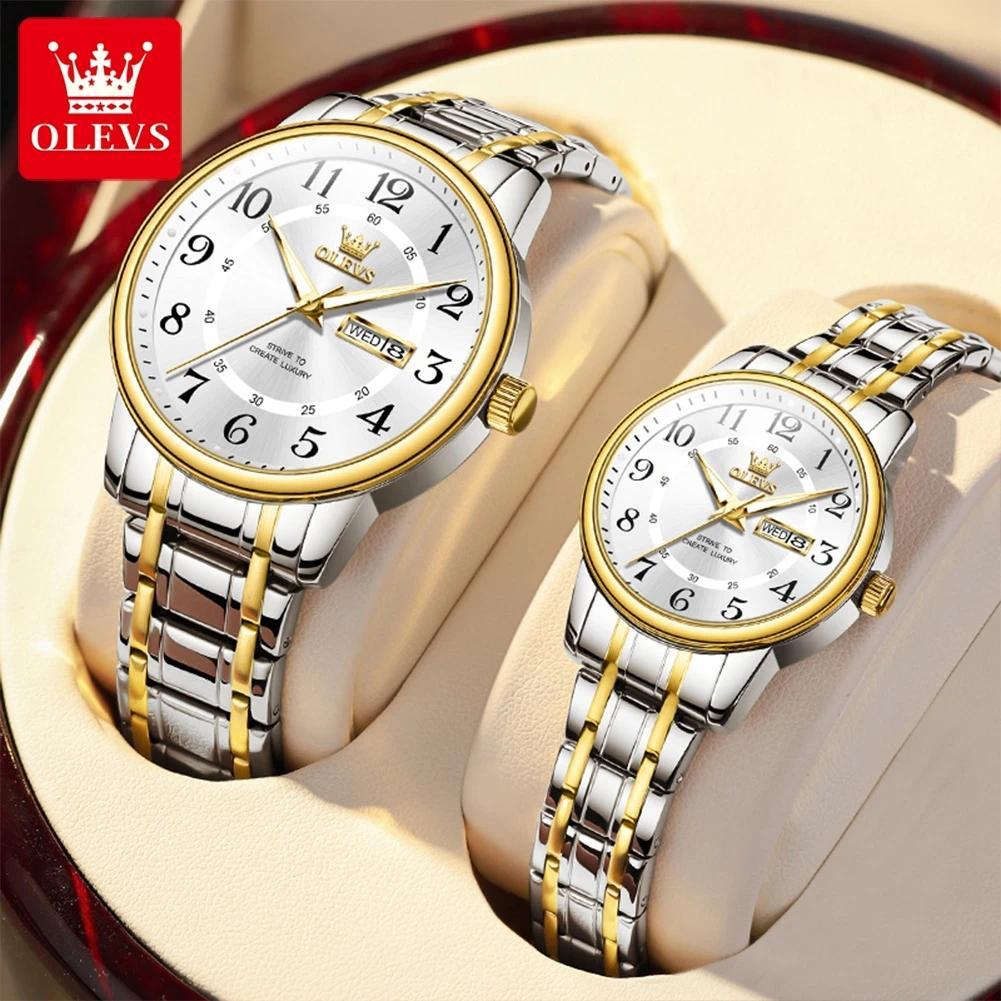 OLEVS 2891 Couple Watches gital al High Quality Stainless steel Wristwatch for Men Women