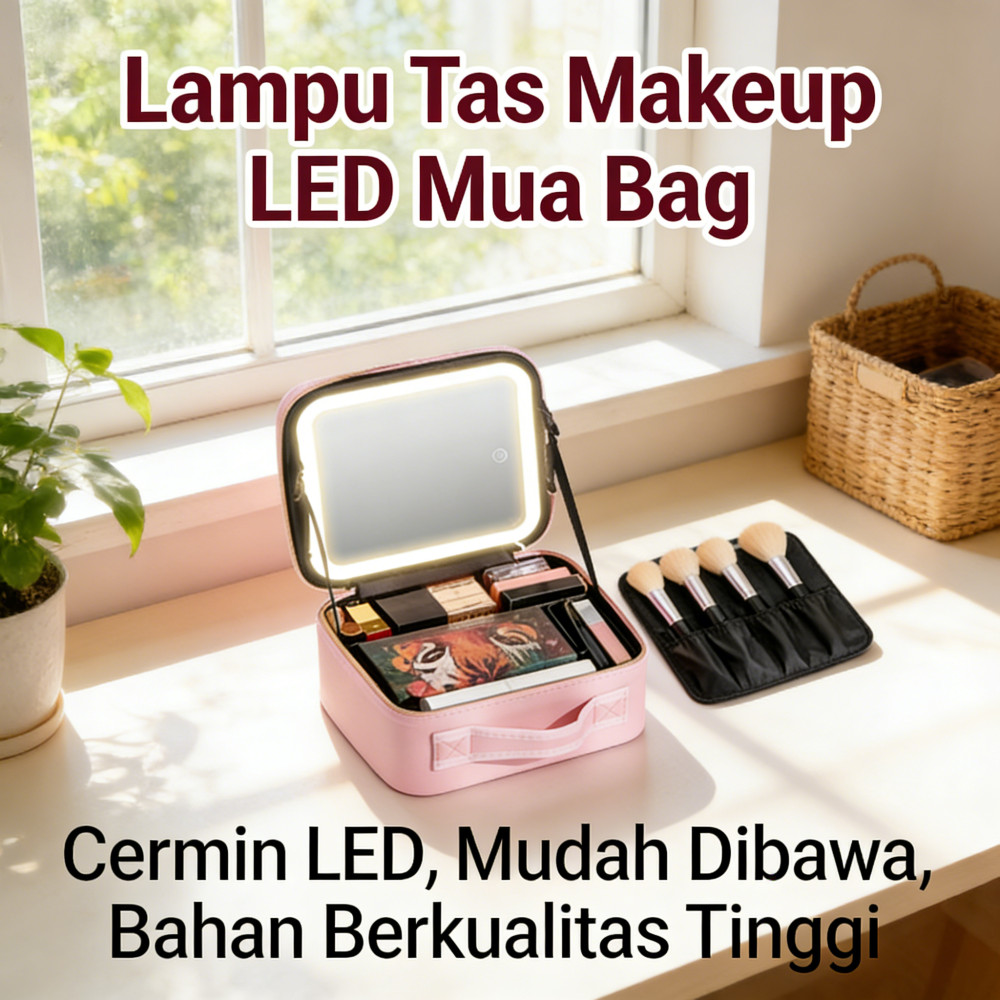Tas Lampu Makeup Tas MUA LED / Beauty Case Dengan Cermin Beauty Case / Tas Makeup Lampu / Case LED B