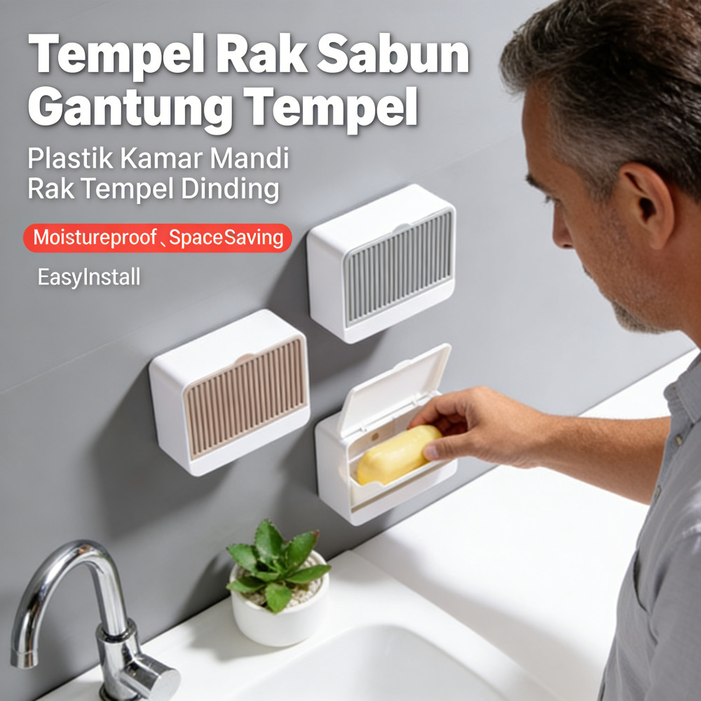 Rak Sabun Tempel Gantung Plastik Kamar Mandi Tempel Dinding Tempat