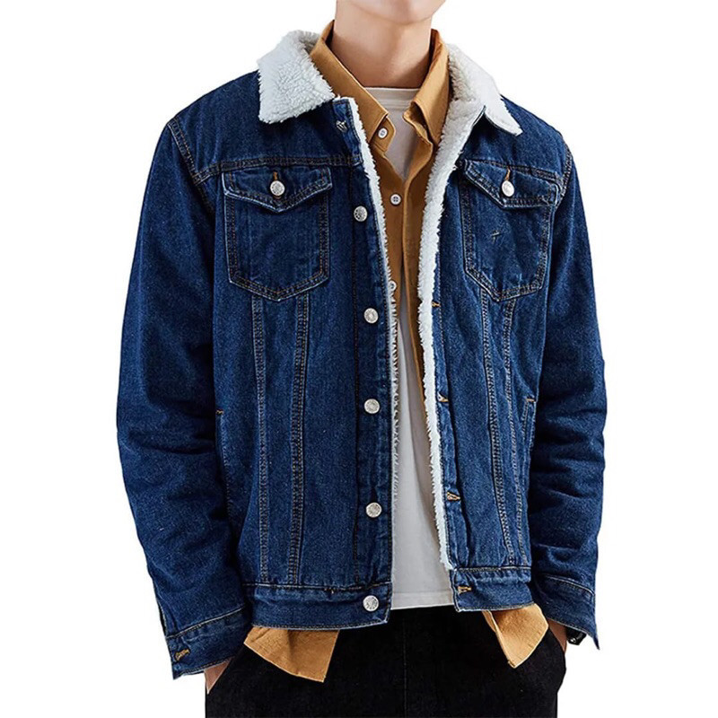 JACKET JEANS SHERPA JACKET DENIM BULU PRIA DAN WANITA TERLARIS BIKER DILAN SHERPA