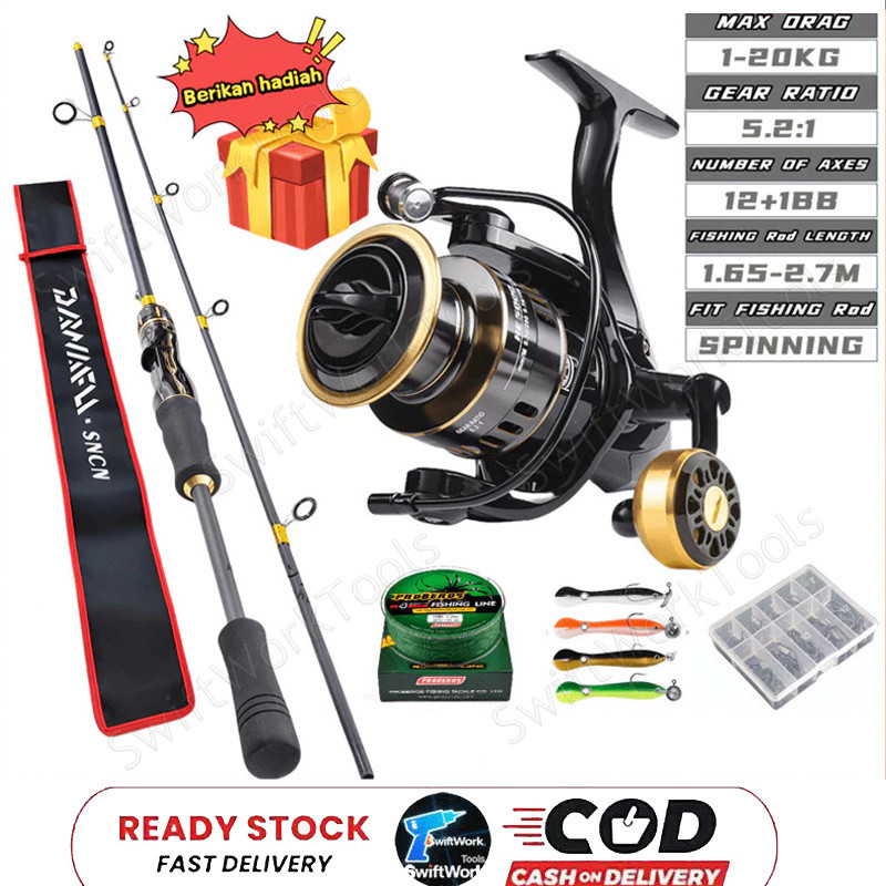 Daiwa Set Pancing 1.65M/1.8m/2.1m/2.4M Joran Pancing bagian pancing reel 2000 3000 4000 5000 6000 70