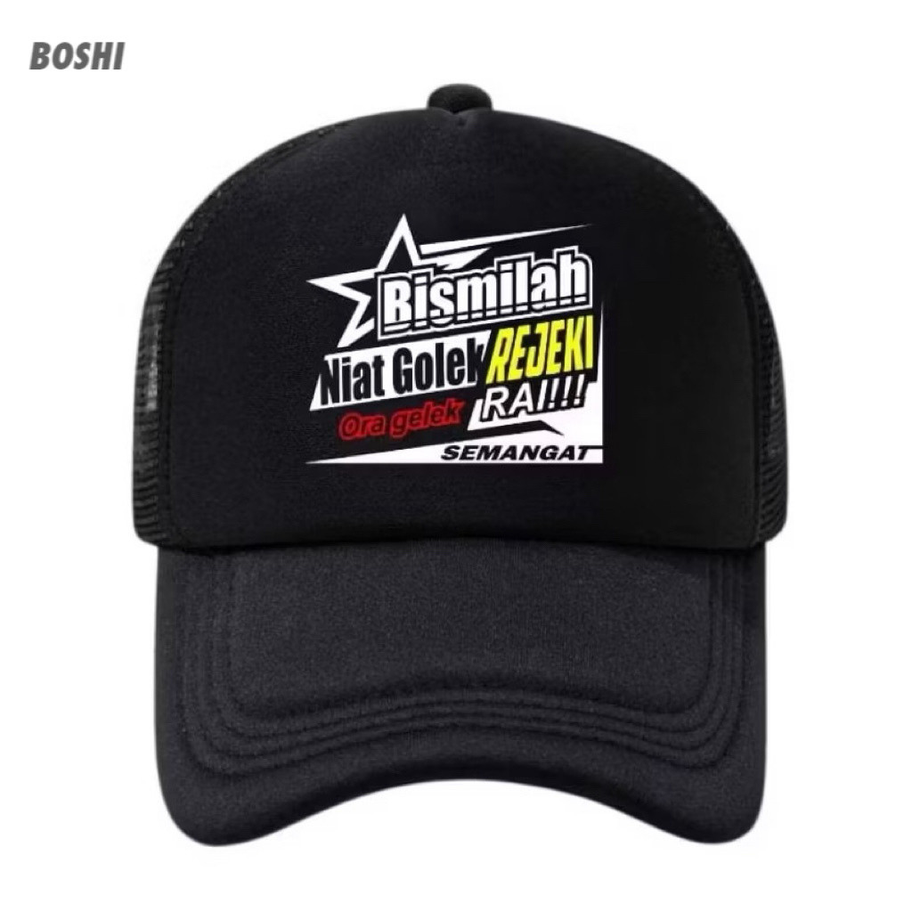 Topi Trucker Jaring Bissmillah Niat Golek Rejeki Ora Golek Rai - Lapakkaos.id