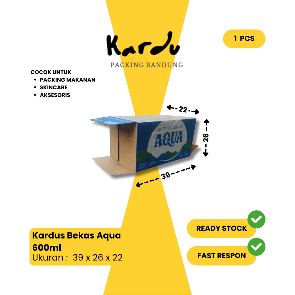 Kardus Bekas Aqua 600ml | Ukuran 39x26x22 | Kardus Packing Bandung - 1 Pcs