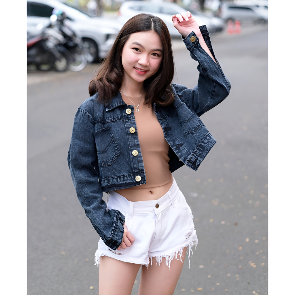 JUANXSHOP Rawles Official - JAKET JEANS CROP EMALIA DENIM PREMIUM UKURAN L-XXL / ATASAN / BLOUSE / B