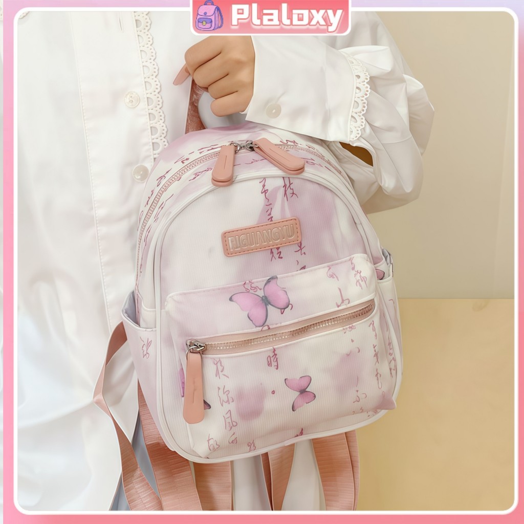 Tas Ransel Wanita Pink Kupu-Kupu/Ransel Mini Y2k Lucu/ Tas Ransel Gaya Cina Baru/ Korea Import Backp