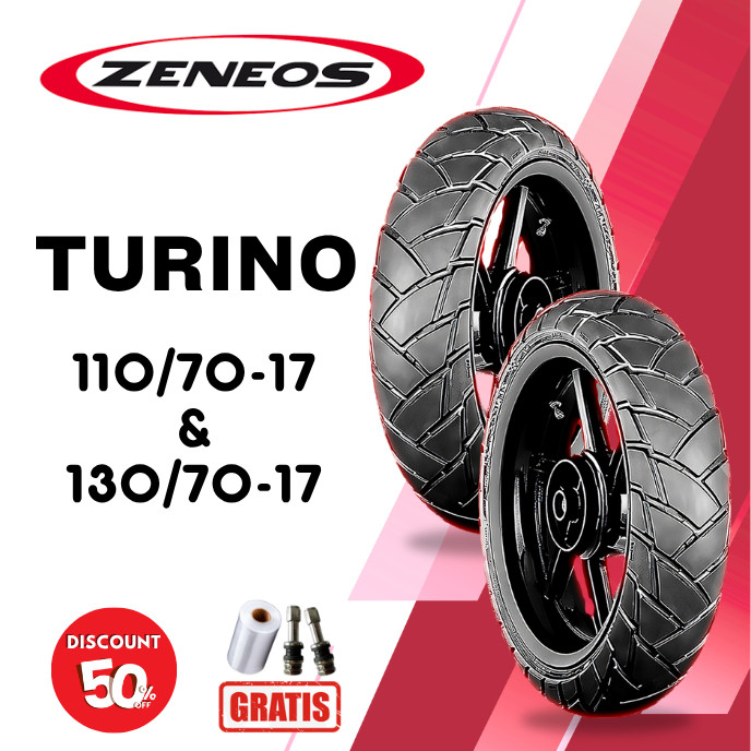 SEPASANG Ban Motor ZENEOS TURINO 110/70 & 130/70 RING 17 Tubeless