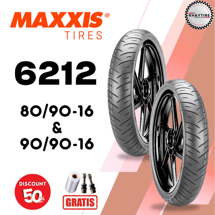 SEPASANG Ban Motor MAXXIS 6212 80/90 & 90/80 RING 16 Tubeless