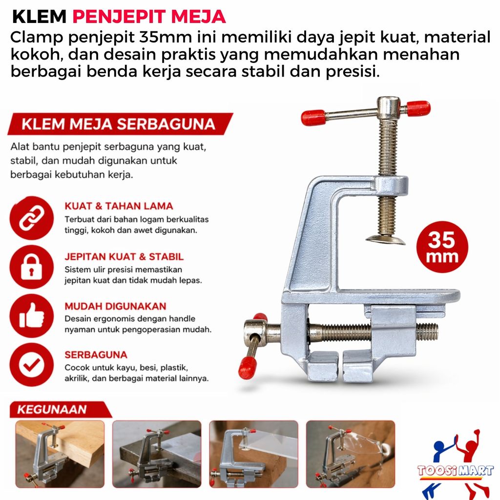 Catok Meja Ragum Mini Clamp Penjepit Kayu Besi