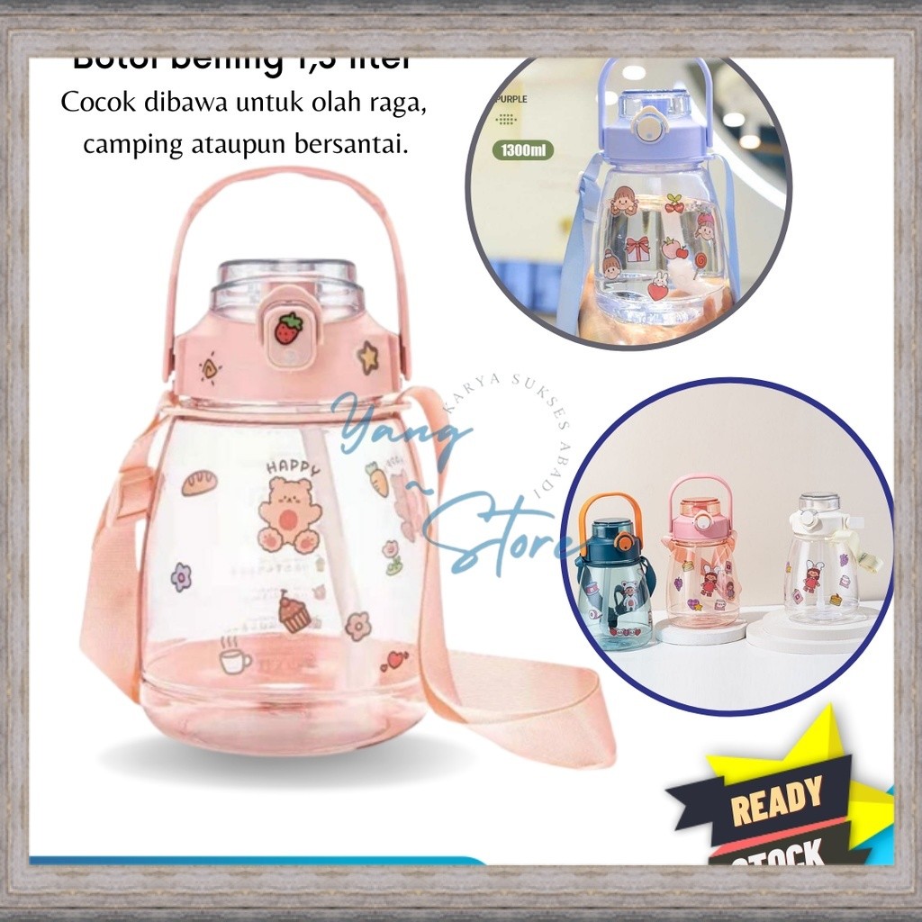 Ready YGS - E105- BOTOL MINUM VIRAL 1.3 LITER TRANSPARAN  / BOTOL MINUM VIRAL STICKER / BOTOL MINUM 