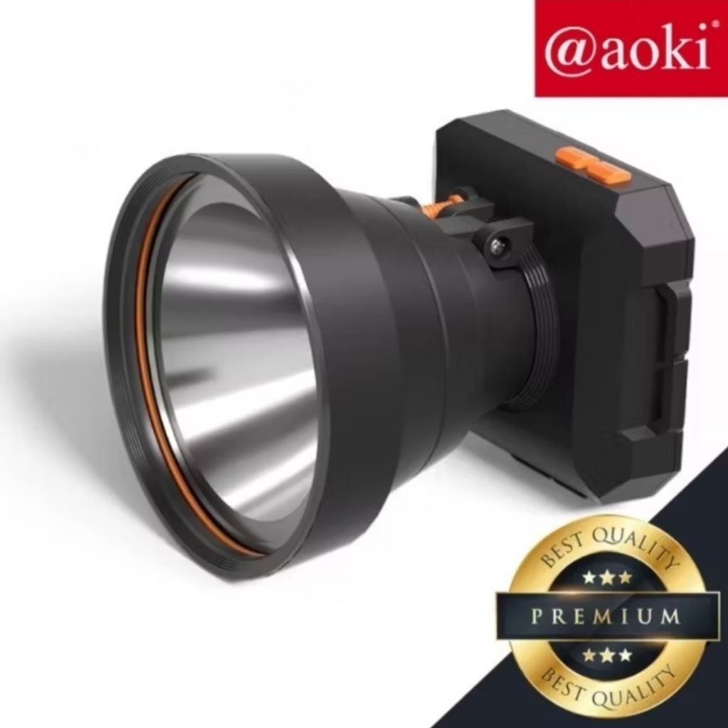 senter kepala Aoki 3702(A) senter kepala Aoki 60watt ring 88mm 9000mAh tahan hingga 50jam