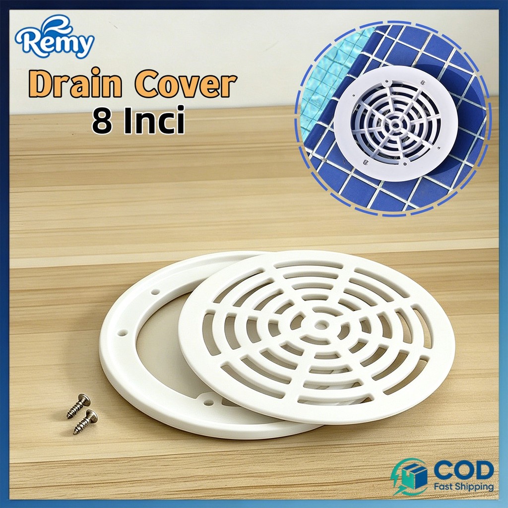 Cover Main Drain Kolam Renang 8 Inch Penutup Saluran Utama Bulat Tutup Saluran Pembuangan Topi Filte