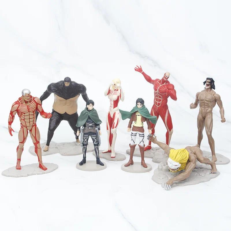 8pcs Attack on Titan Anime Figures Armored Colossal Titan PVC Action Figure Collection Model Desktop