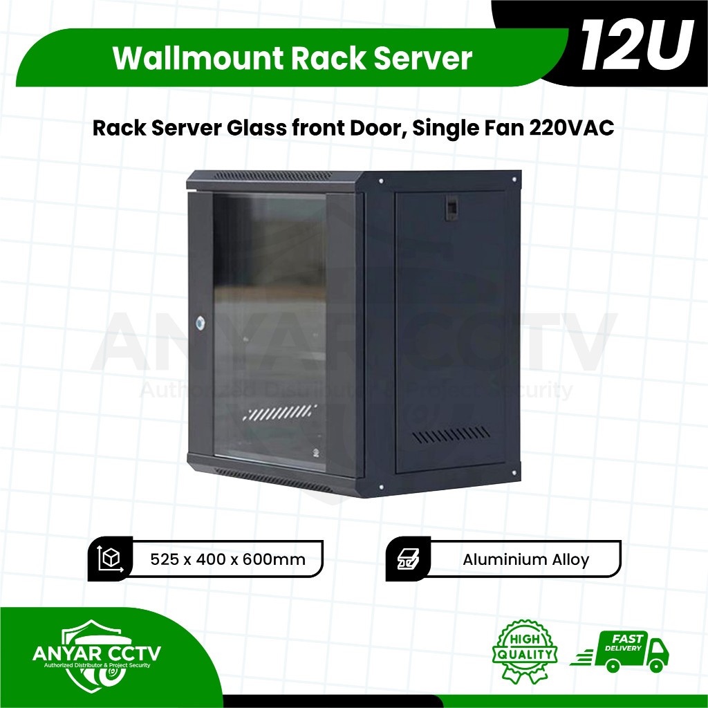 Wallmount Rackmount 12U, Rak Server Single Door 12U