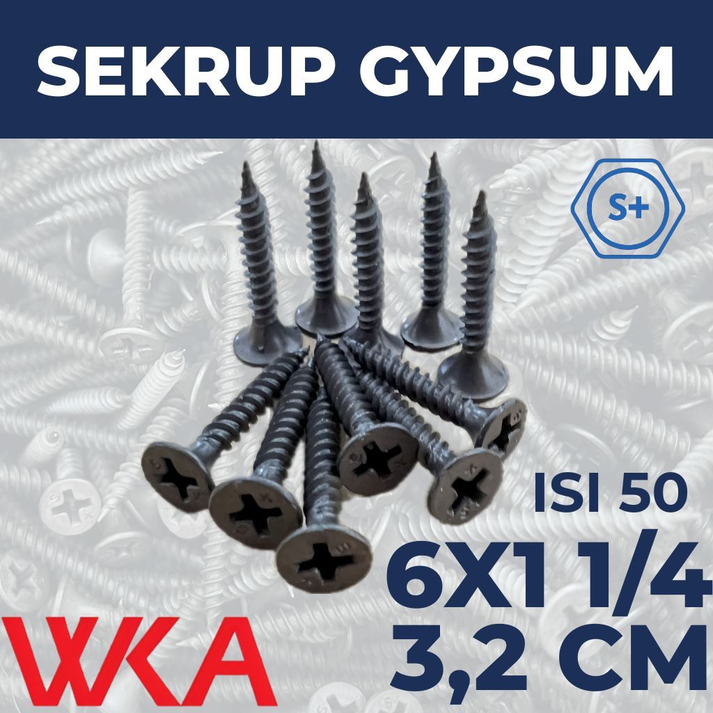 Sekrup Gypsum 3.2cm 6X1 1/4 (ISI 50 PCS) - Sekrup Plafon / Sekrup Holo / Sekrup Hollow / Sekrup Rang