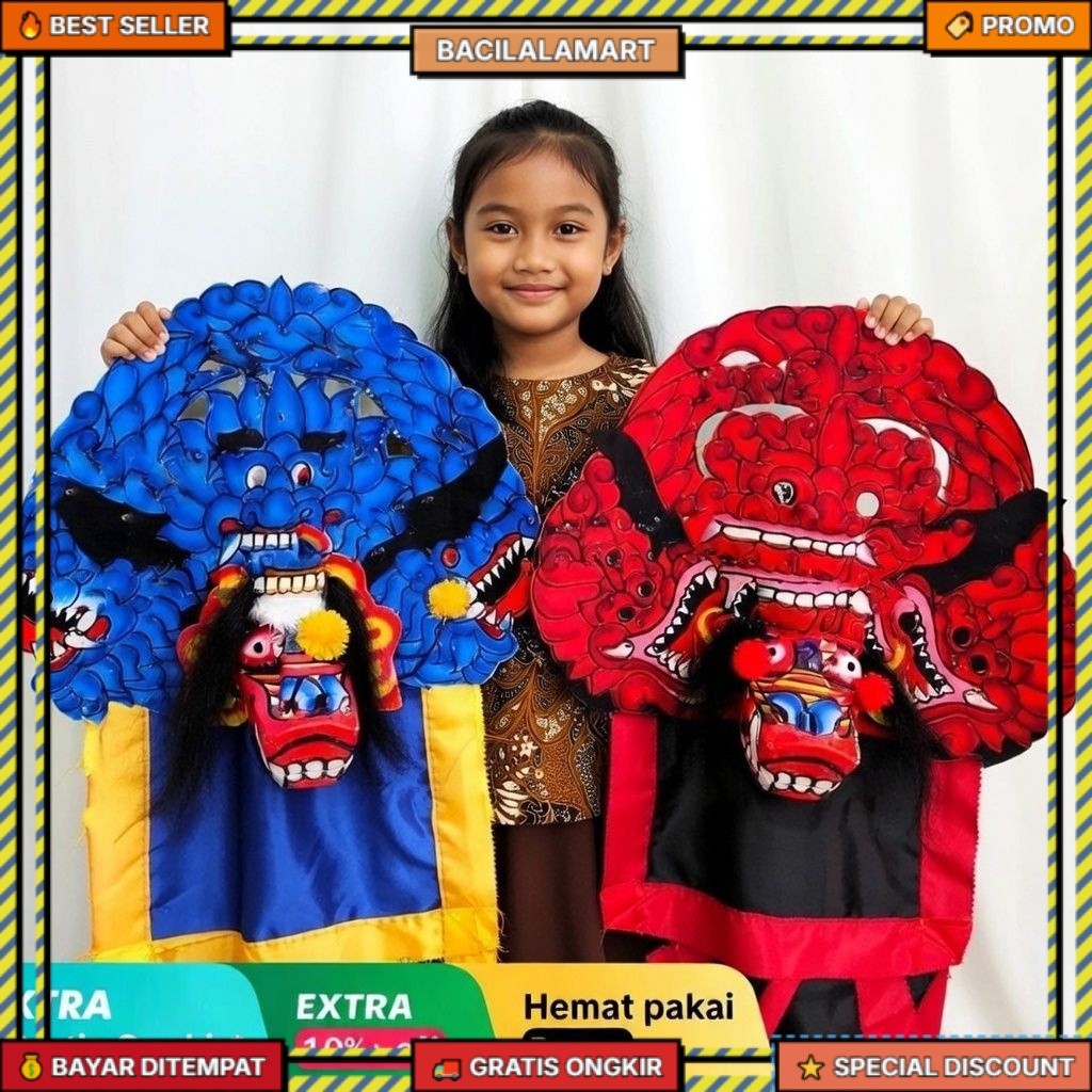 Barongan Ngamuk Kayu Anak Caplokan | Perlengkapan Reog Jaranan Anak2 COD
