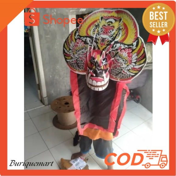Mainan topeng barongan anak 
 tradisional caplokan devil spon kecil anak 2-4 tahun kucing kain panja