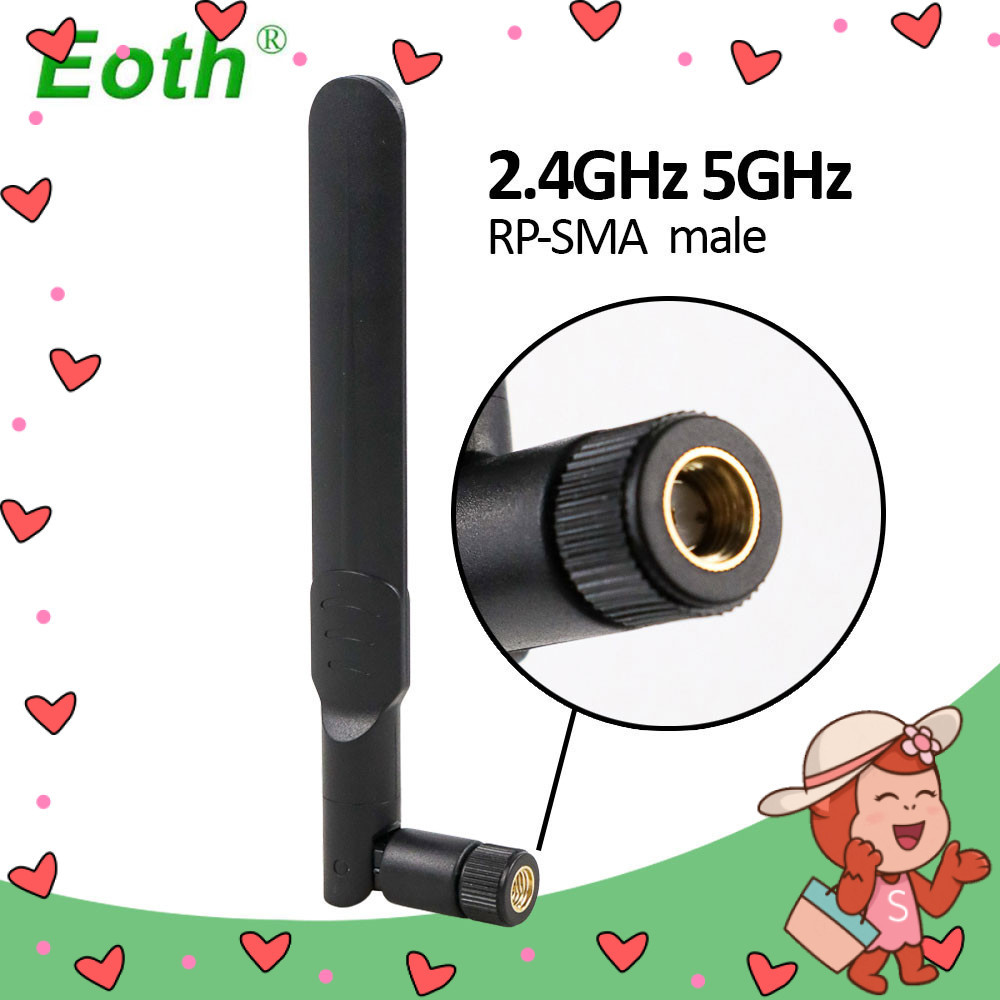 EOTH Antena Router WiFi Amplifier Dual Band 2.4 dan 5GHz RP-SMA Male