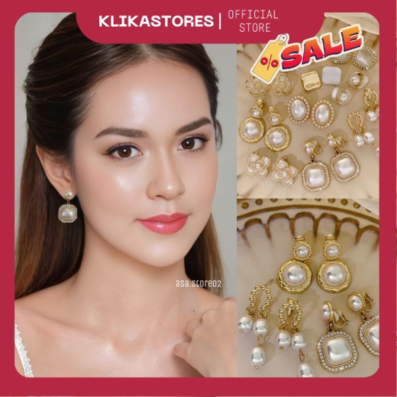 Anting Hijab/Anting Klip/Anting Jepit Tanpa Tindik AS