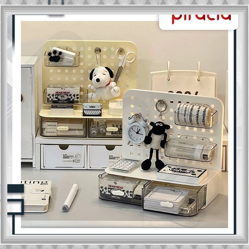 Termurah PIFACIA Rak Minimalis dengan Laci Transparan Organizer Alat Tulis Kosmetik Pegboard Serbagu
