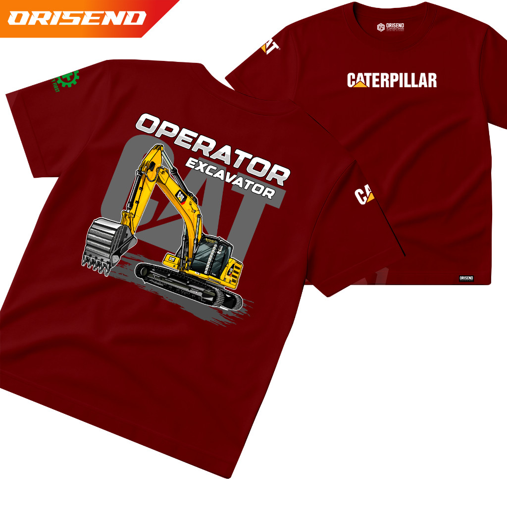 ORISEND  Kaos Baju Operator Excavator Caterpillar CAT Alat Berat - Distro Tambang Proyek Konstruksi 