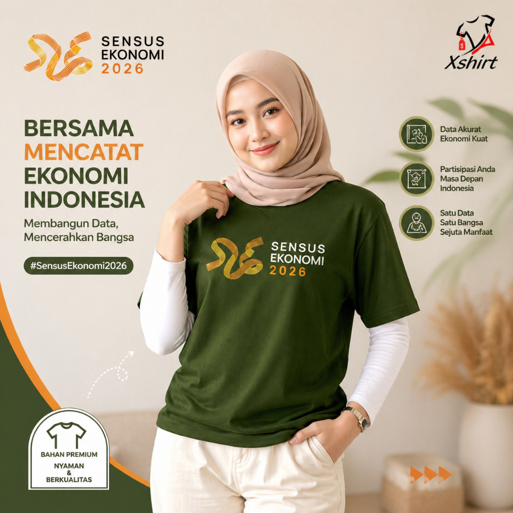 Baju Sensus Ekonomi 2026 Depan | Kaos BPS Statistik SE Depan Katun Combed
