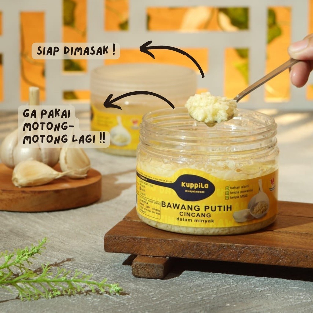 Bawang Putih Cincang Kuppila 200gr - Garlic Chopped in Oil Siap Pakai Praktis