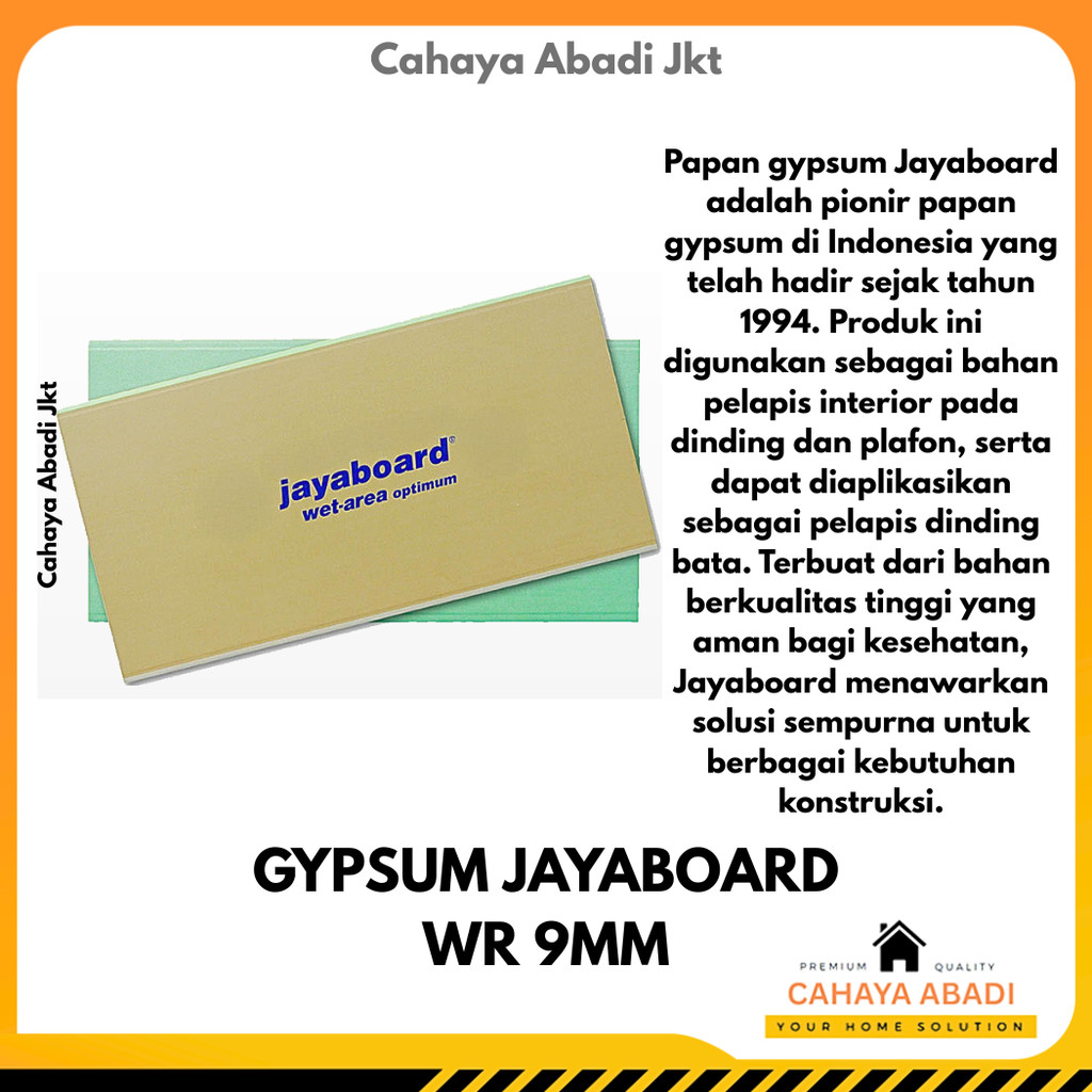 GIPSUM JAYABOARD | GYPSUM JAYABOARD water resistant 9MM