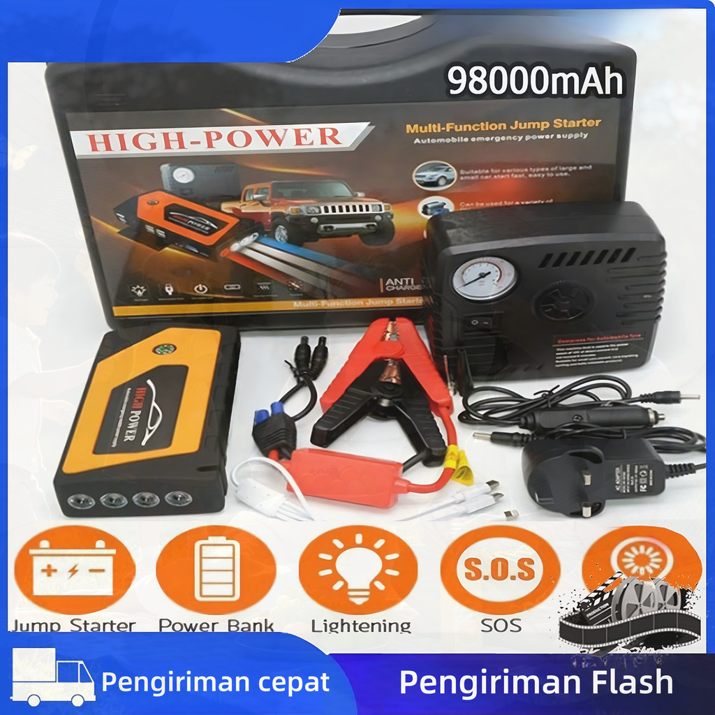 BECKY Jump Starter Aki Mobil Motor Power Bank 99800mah Jumper Aki Portable Jumper Aki Mobil Motor