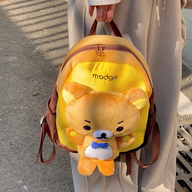 [Kotak misteri] Tas boneka kartun lucu, tas sekolah berbentuk ayam, ransel beruang hidung berlubang