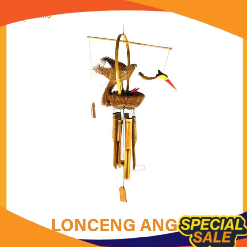 Lonceng Angin Bambu Motif Burung - Genta Angin Bambu - Gantungan Bambu - Lonceng Bambu - Lonceng bur