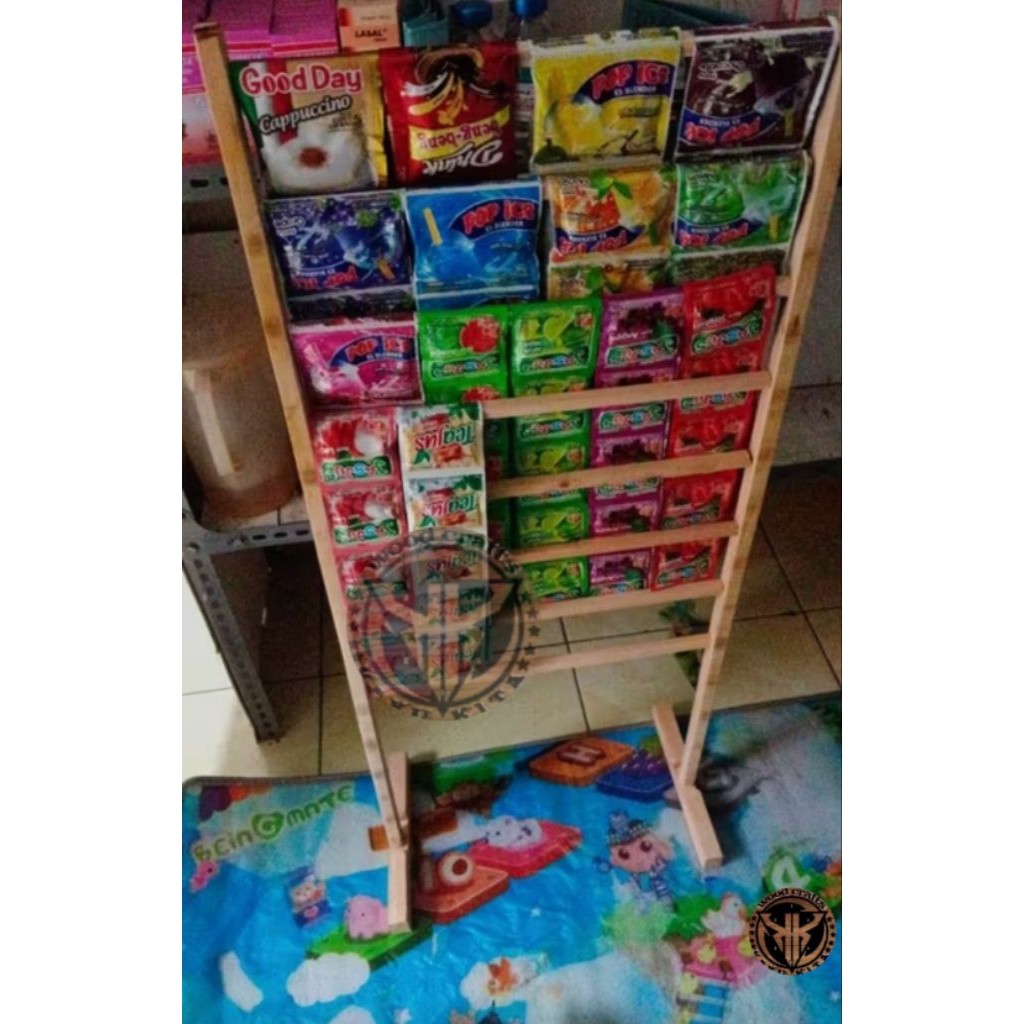 Rak Renteng Kopi Rak Warung Rak Rentengan Sachetan 6 susun gantungan mukenah sajadah gamis baju cela