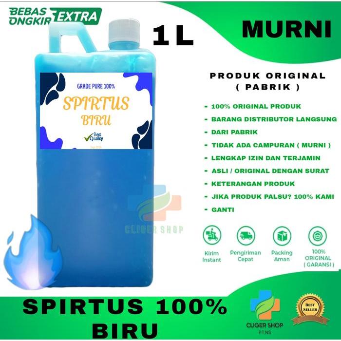 SPIRITUS MURNI 100% BIRU 1 Liter / SPIRTUS 1 LITER GROSIR
