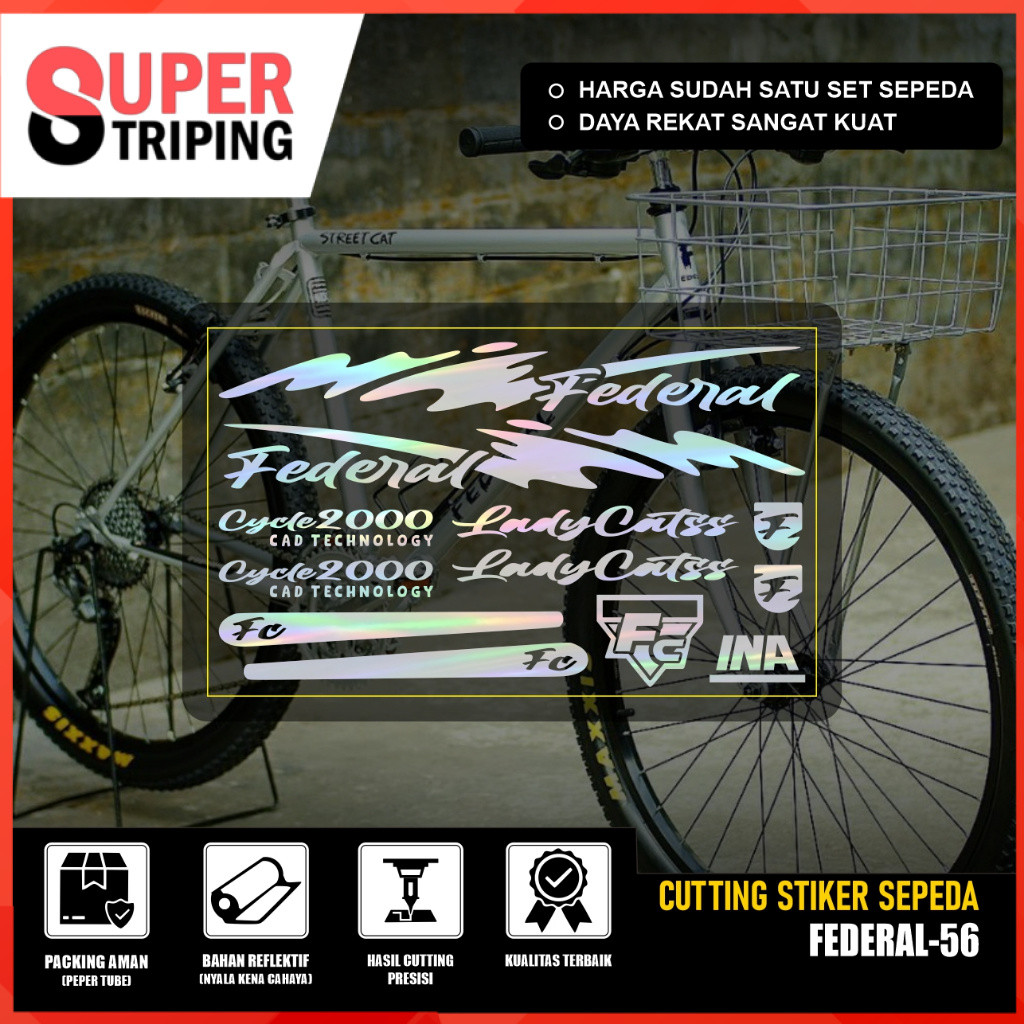 Sticker Sepeda FEDERAL LADY CATss Stiker premium Sepeda Kalcer SET 56 Cutting