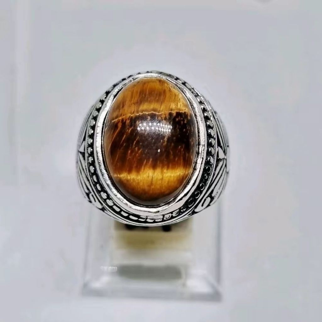 Cincin batu akik tiger eye / biduri sepah / rings cincin pria Akik dan permata