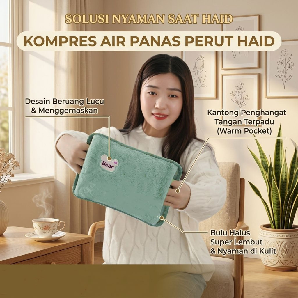 Bantal Penghangat Perut Haid Elektrik Kompres Hot Water Bag - QM-9527