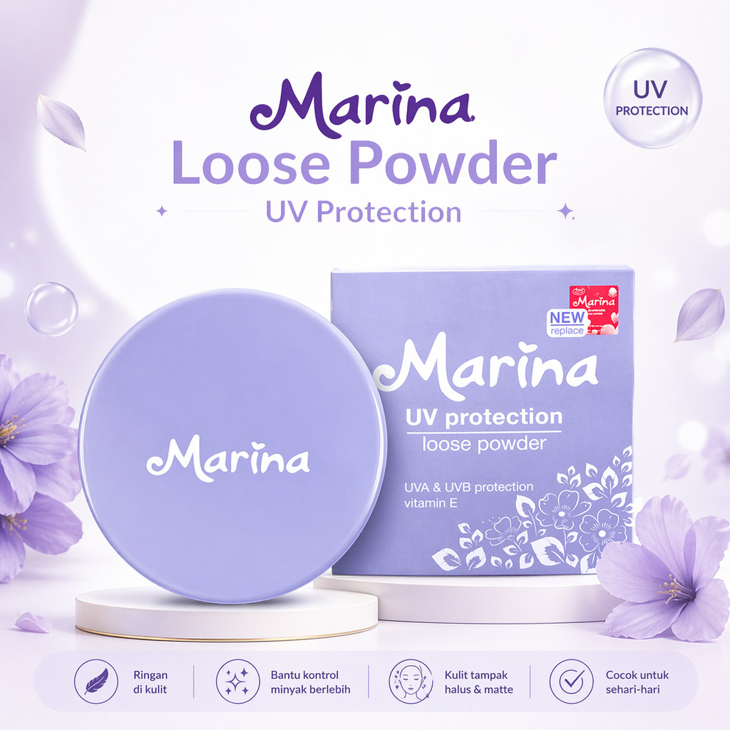 Marina Loose Powder 25gr UV Protection – Bedak Tabur Ringan & Halus di Wajah