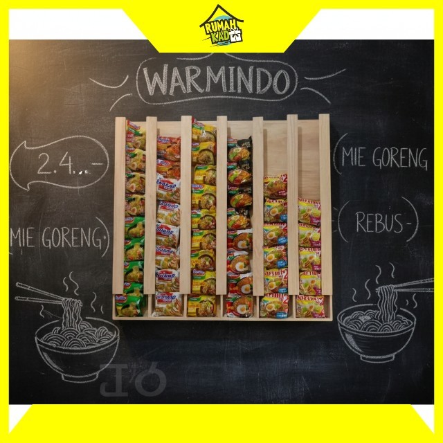 {TERBARU} Rak Kayu Display Mie & Kopi Warmindo - Rak Sembako Warung Kekinian