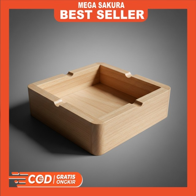 Asbak Kayu Solid Handmade Premium - Tempat Puntung Rokok Kayu Kotak Serbaguna