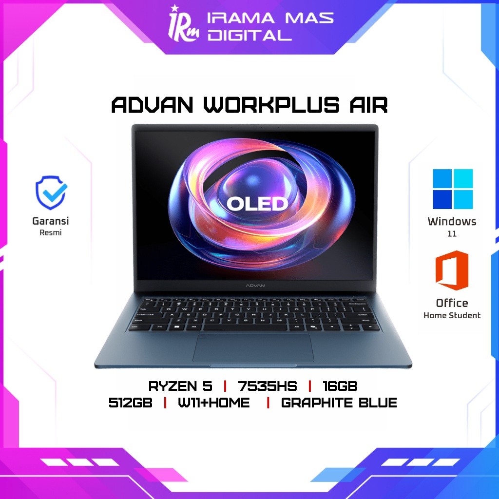 ADVAN WORKPLUS AIR RYZEN 5 7535HS/16GB/512GB/W11+HOME - (GRAPHITE BLUE)