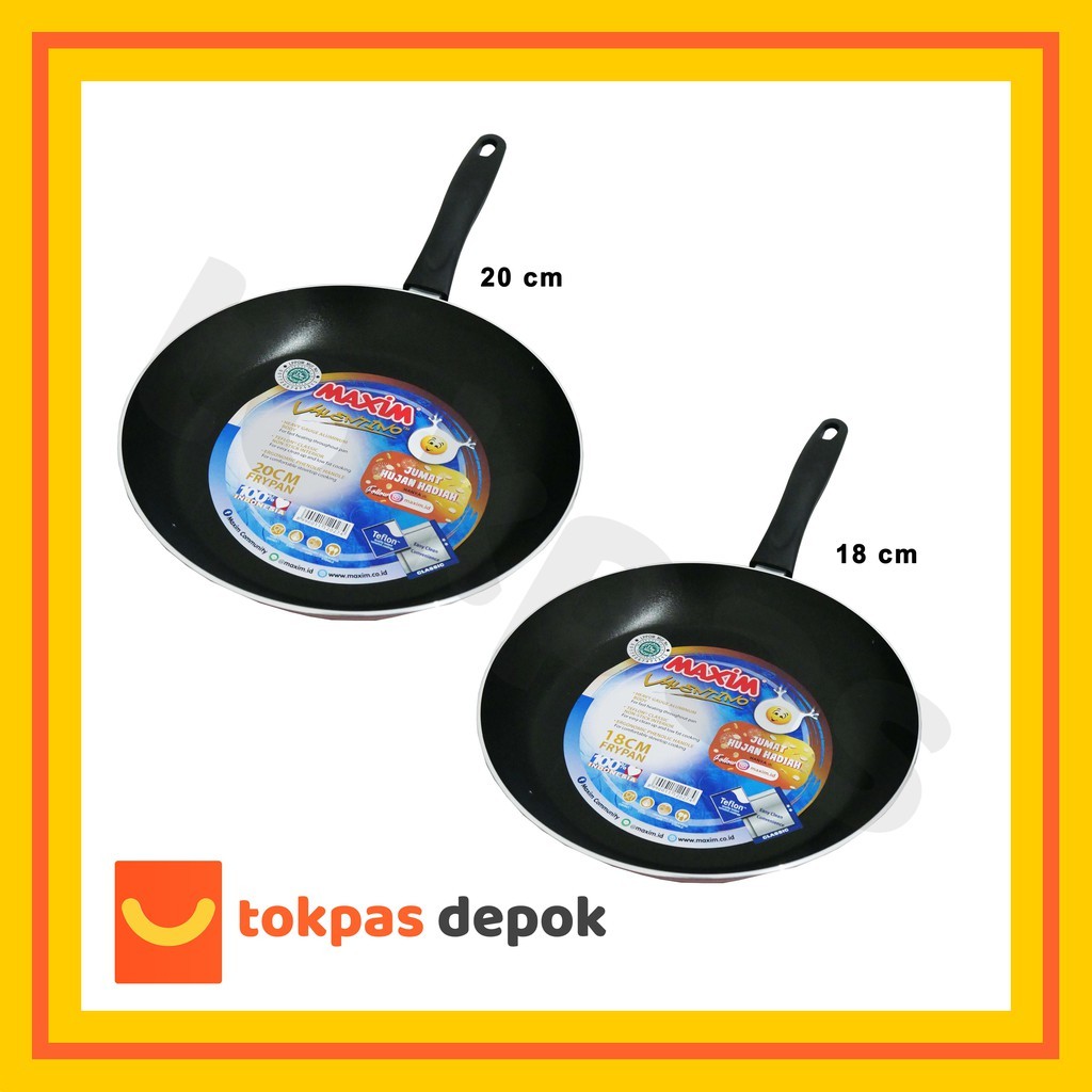 READY Teflon Maxim Valentino Ukuran 18 20 cm Wajan Penggorengan Anti Lengket