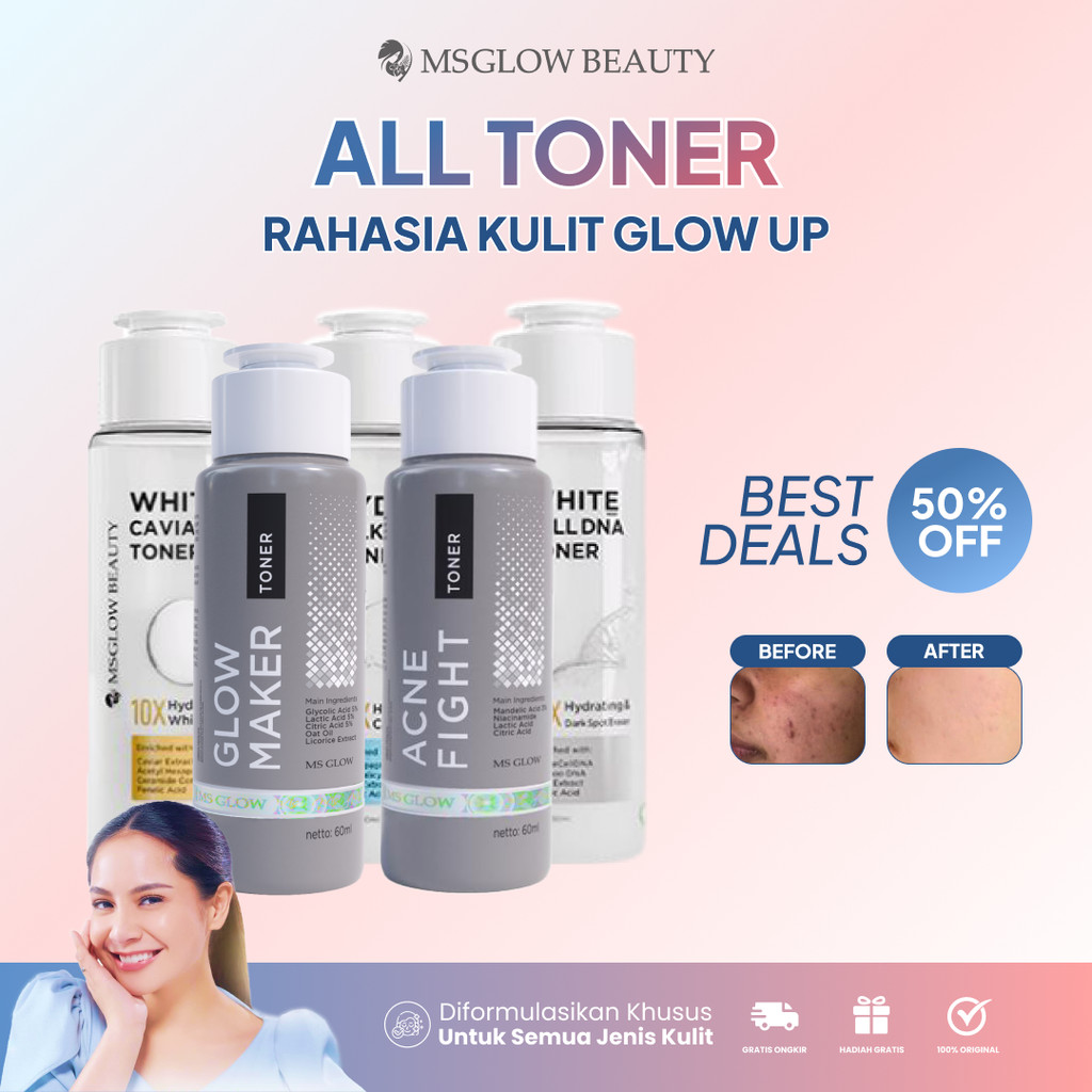 MS Glow White Cell DNA Toner Skincare Toner Pencerah Wajah Kulit Meratakan Warna Untuk Flek Hitam Ku