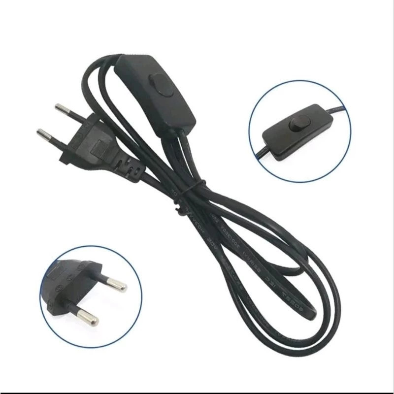 Kabel Buntung on off colokan cable power sambungan lampu e27 untuk power supply trafo LED + Colokan