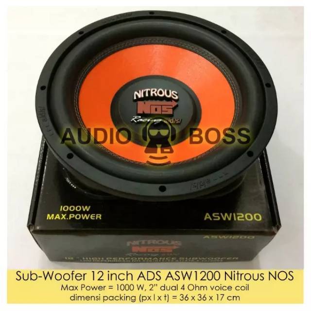 Speaker Subwoofer  ADS ASW1200 NITROUS NOS  ADS nitrous nos ASW 1200 12"