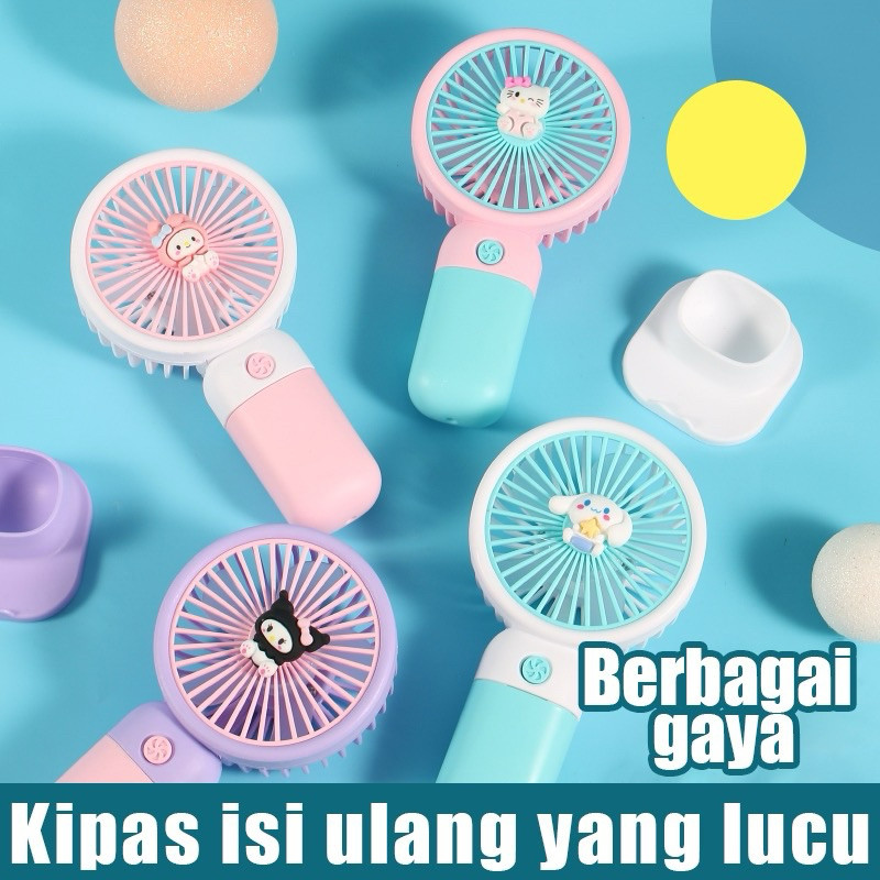 KIPAS ANGIN PORTABLE USB RECHARGEABLE - KIPAS ANGIN SANRIO GENGGAM PORTABLE