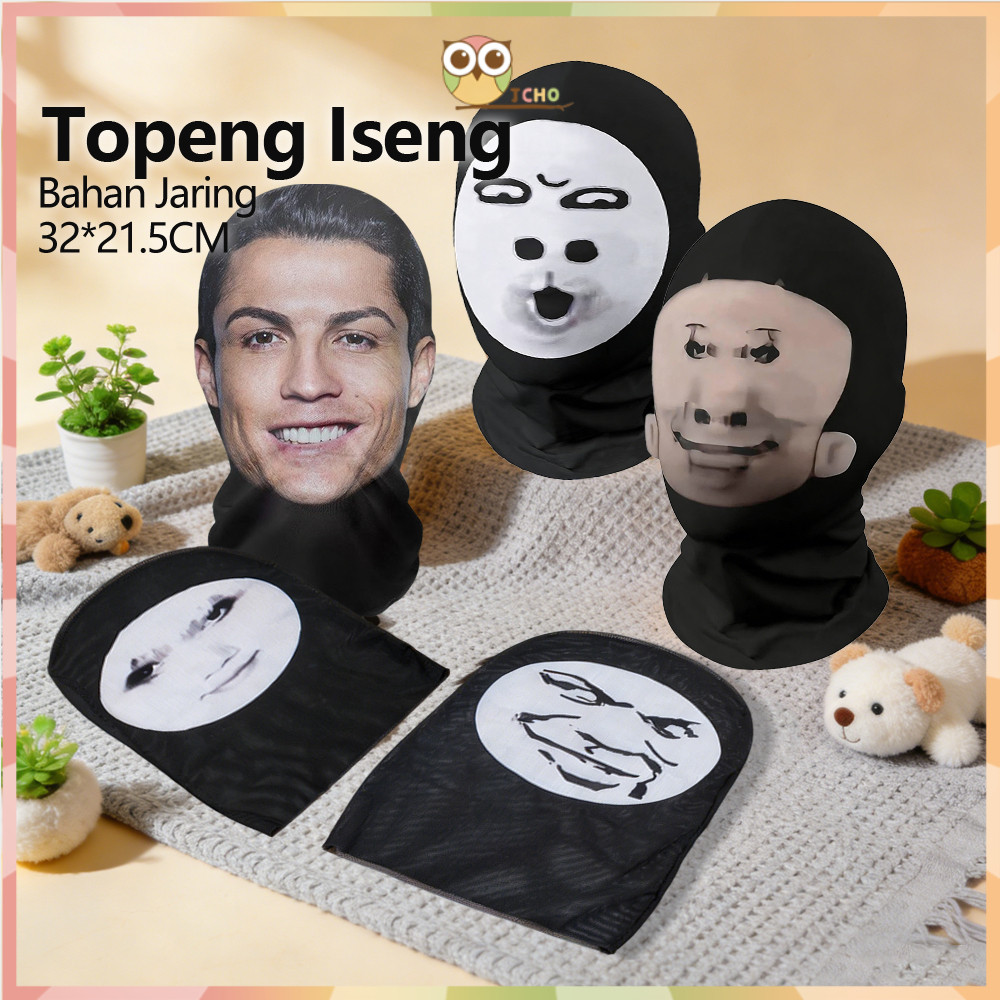 JCHO Topeng Lucu Topeng Ugly Face Lucu Unik Topeng Kain Full Print 3D
