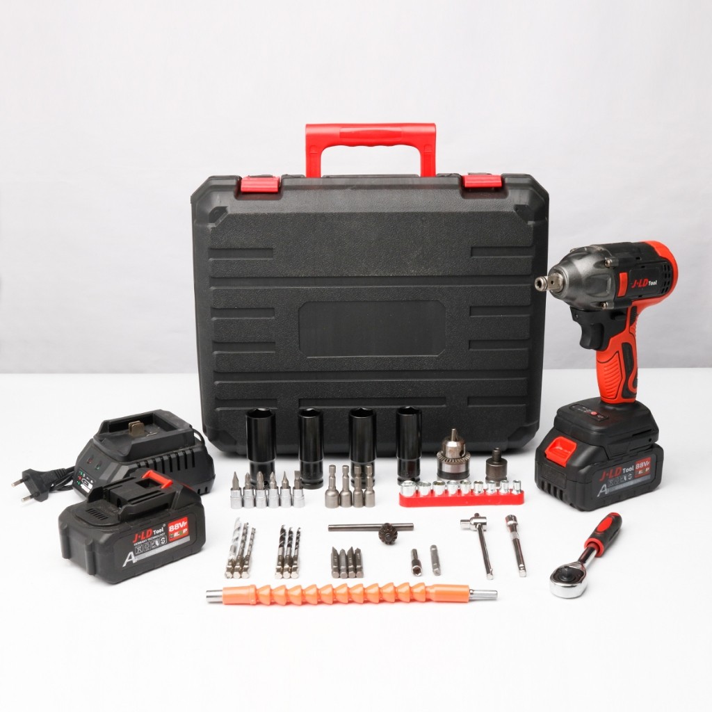 READY JLD mesin bor impact baterai 88VF fullset impact bor 2baterai 350NM Impact Wrench impact jld s