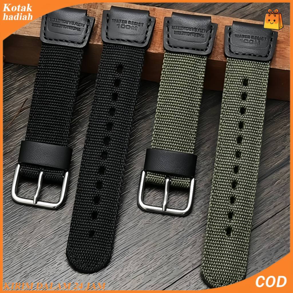Strap Nylon Tali Jam Kanvas Casio 18mm Hijau/Hitam