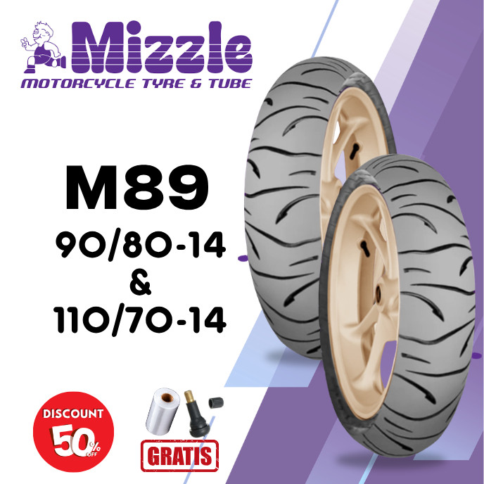 SEPASANG Ban Motor MIZZLE M89 90/80 & 110/70 RING 14 Tubeless