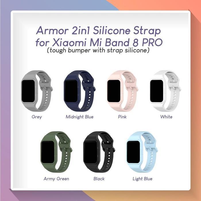 Armor 2in1 Strap Bumper for Mi Band 8 PRO Tali Silicone Rubber Karet dengan Cover Case Silikon Xiaom