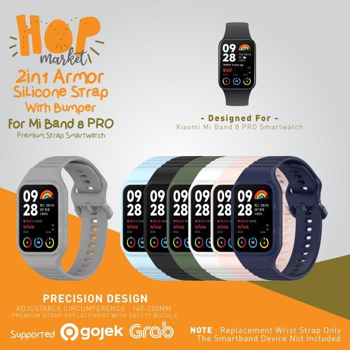 Armor 2in1 Strap Bumper for Mi Band 8 PRO Tali Silicone Rubber Karet dengan Cover Case Silikon Xiao 